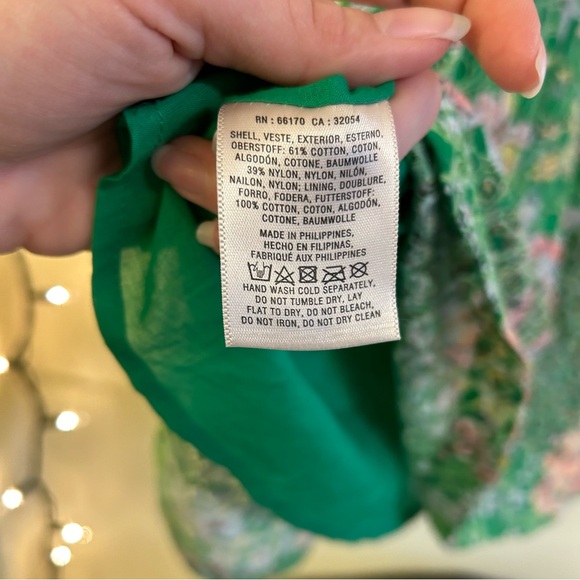 Anthropologie Maeve Dress Verbena Lace Floral Green Sequin Spring Size 2 - Picture 11 of 11